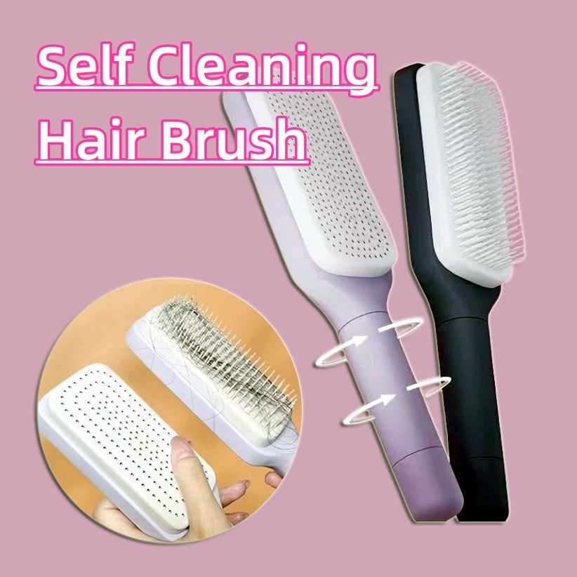 4 In 1 Self Cleaning Hair Brush New Self-Cleaning Anti-Static Massage Comb Scalable Rotate Lifting Self Cleaning Hairbrush - TWISSERLY