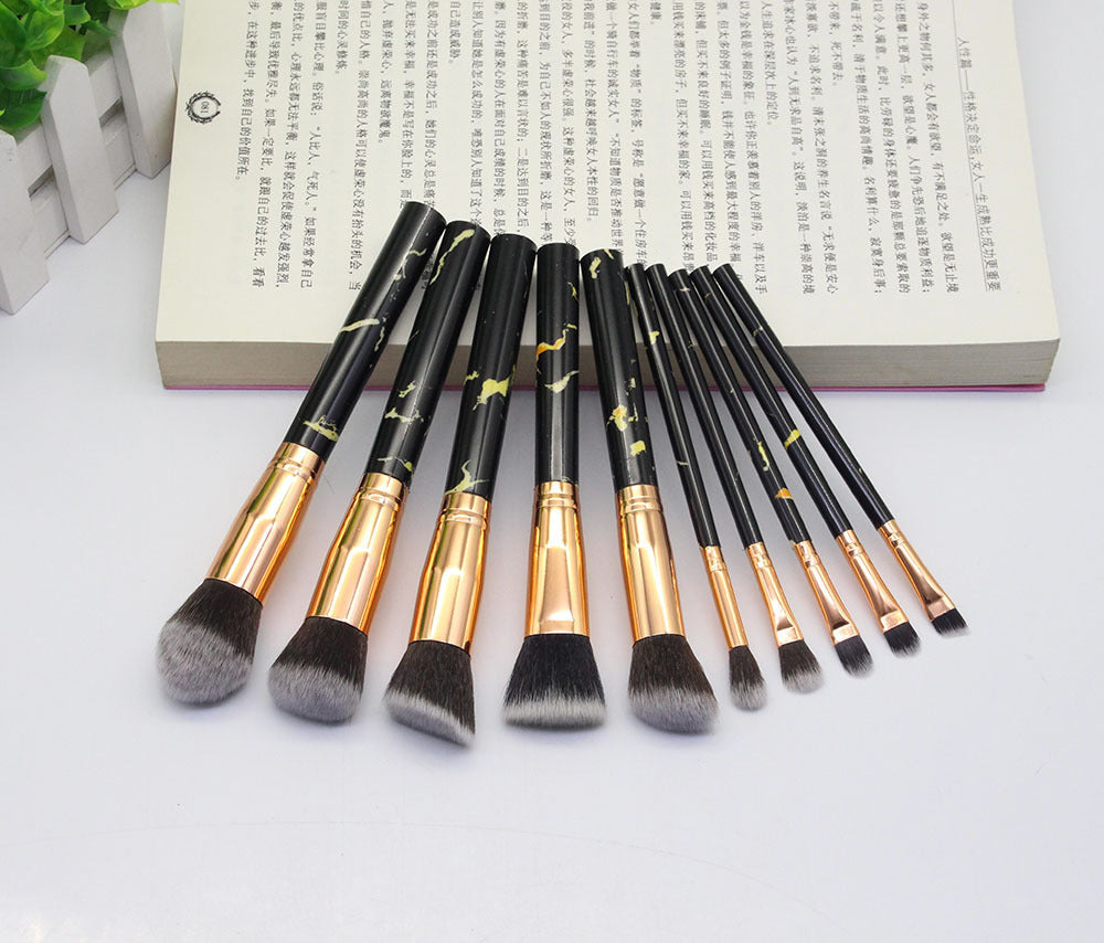 15 Marbled Design Makeup Brushes Set - TWISSERLY