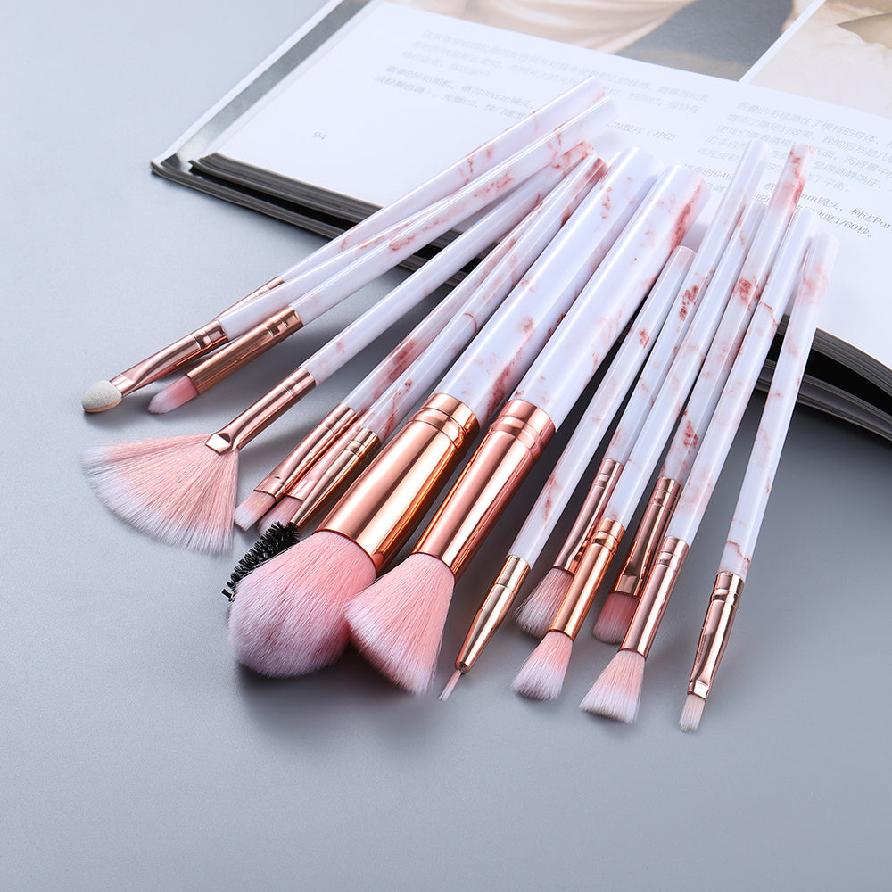 15 Marbled Design Makeup Brushes Set - TWISSERLY