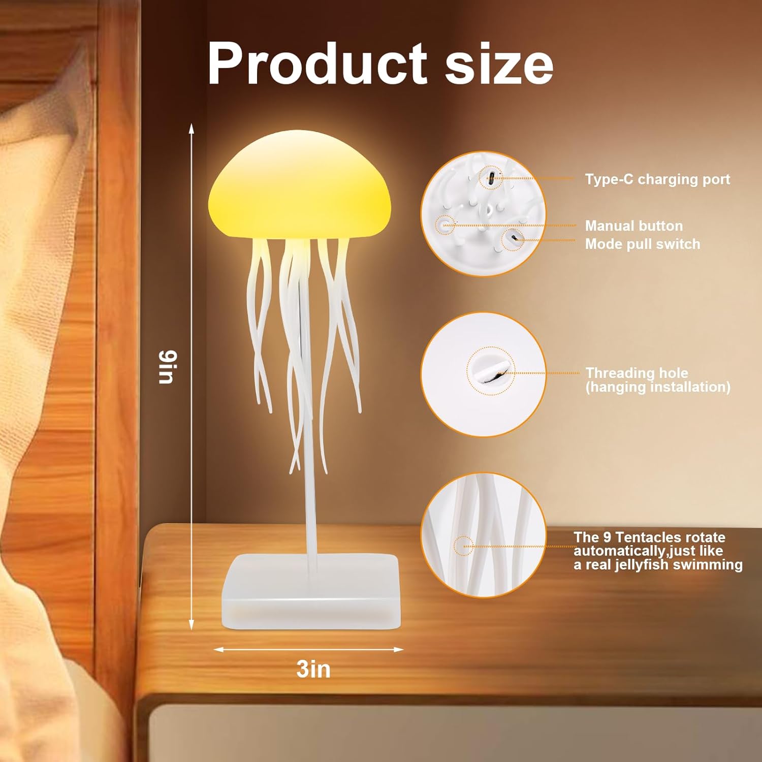 Jellyfish LED Lamp – Desk & Bedside Decor - TWISSERLY