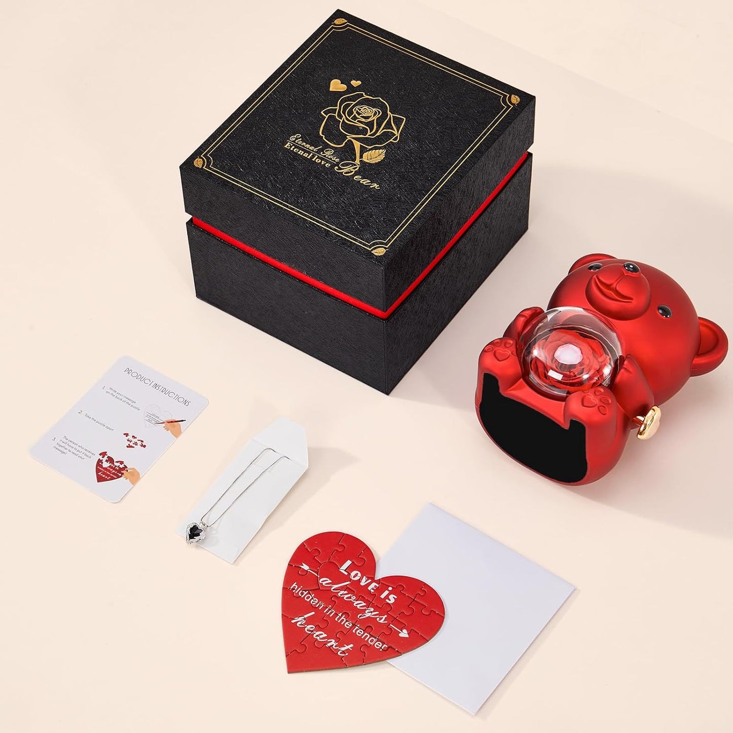 Eternal Rose Teddy Bear Jewelry Box - TWISSERLY