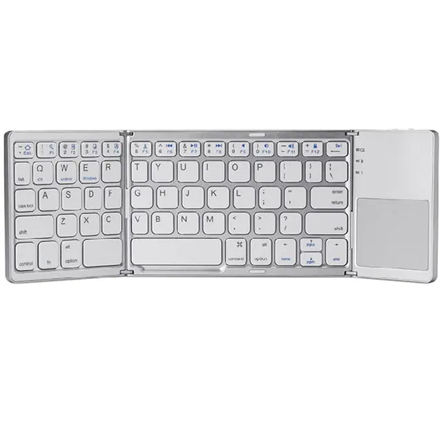 Portable Mini Three Folding Bluetooth Keyboard Wireless Foldable Touchpad Keypad - TWISSERLY