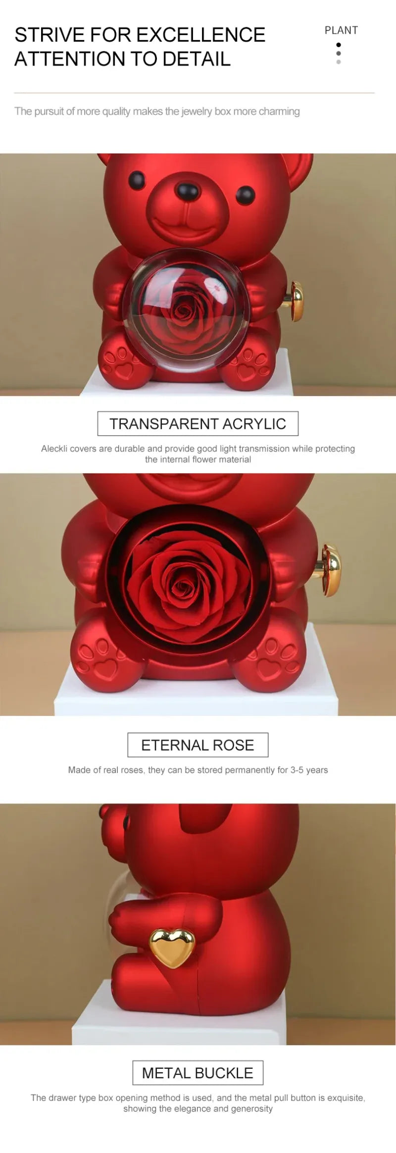 Eternal Rose Teddy Bear Jewelry Box - TWISSERLY